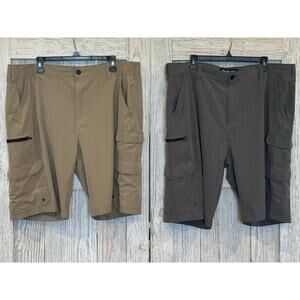 Iron Co. Flat Front Cargo Golf Shorts Men’s 40 Kahaki & Gray Lot Of 2